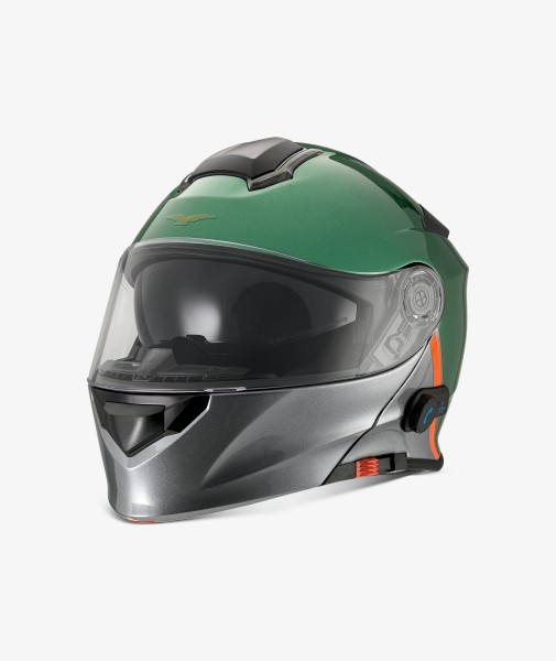 Casque Moto Guzzi "Modular BT" vert avec Bluetooth