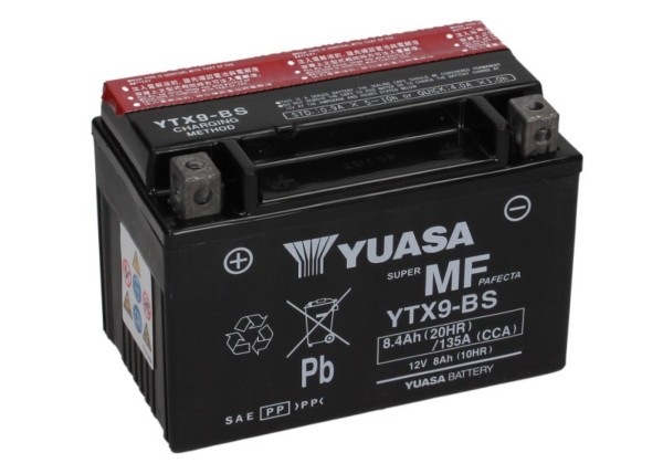 Batterie YUASA YTX 9-BS sans entretien (AGM), pack d'acide inclus